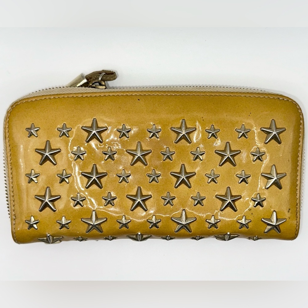 Jimmy Choo Star Studded Patent Zip  Long Wallet